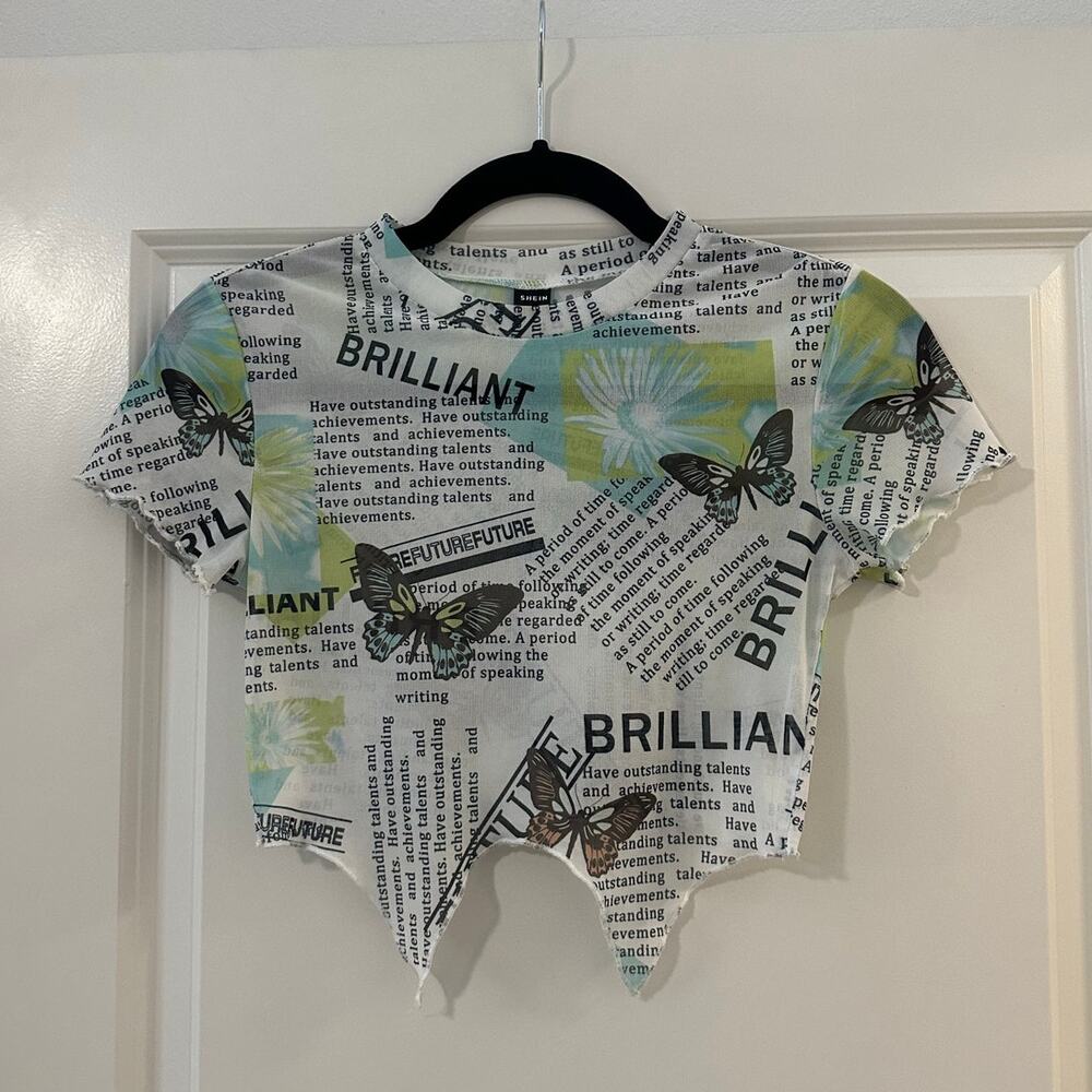 Butterfly Mesh Cropped Top - Picture 7 of 7